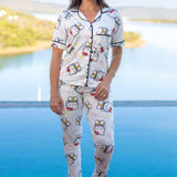 Americano calça com manga curta Hello Kitty branca Pandite