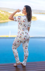 Americano calça com manga curta Hello Kitty branca Pandite