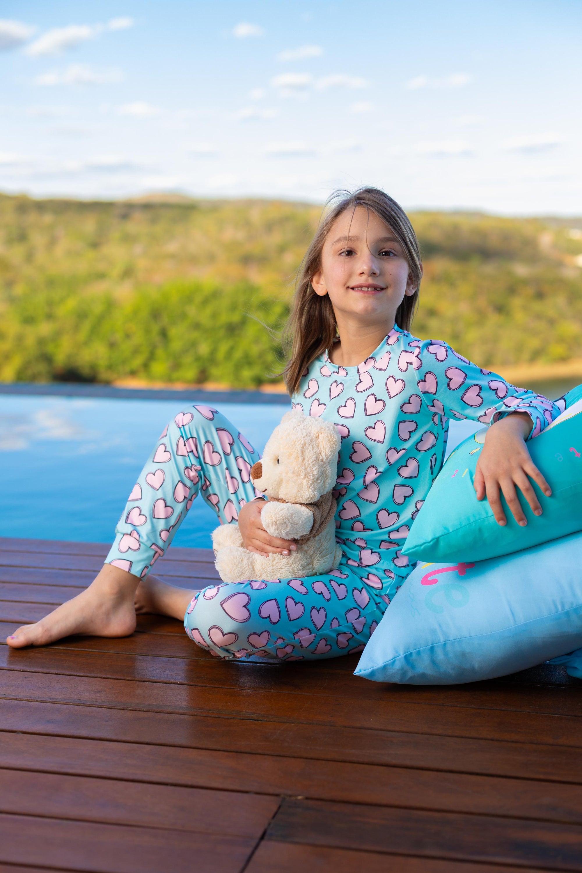 Calça Manga Longa Tradicional infantil Corações Rosas Pandite