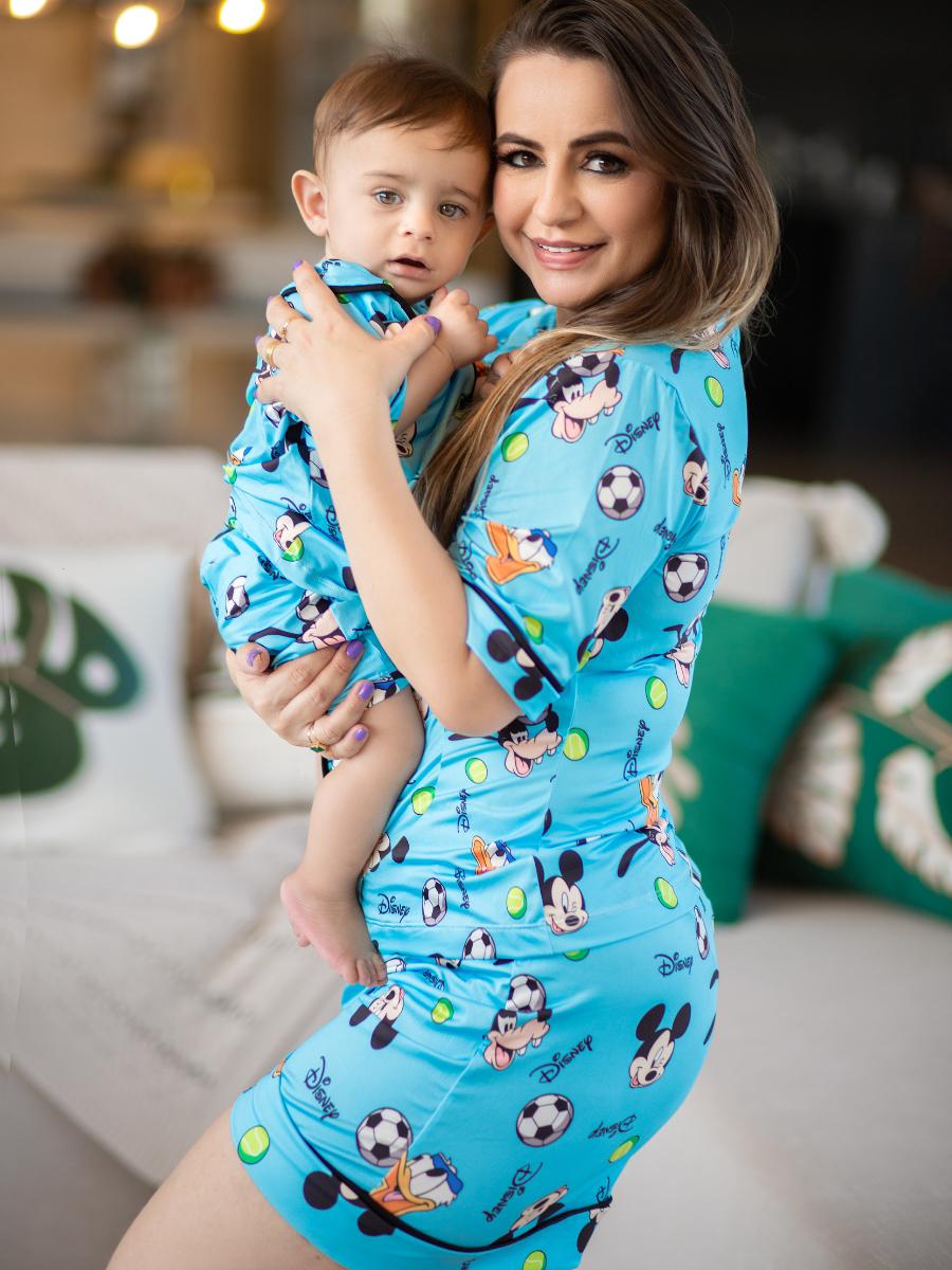 Conjunto Mãe e Filho Mickey Azul Pandite