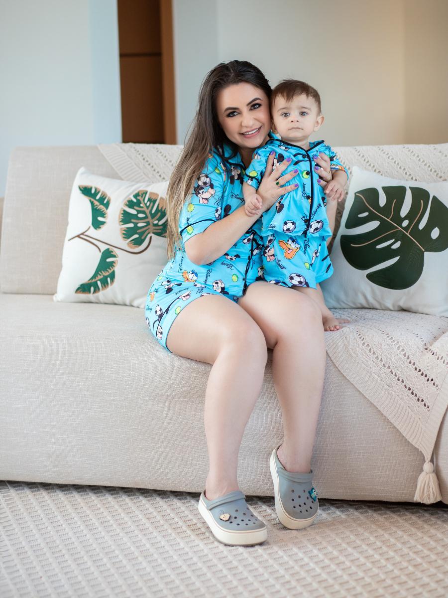 Conjunto Mãe e Filho Mickey Azul Pandite