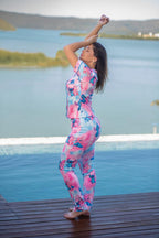 Americano calça com Manga curta Stitich e angel Pandite