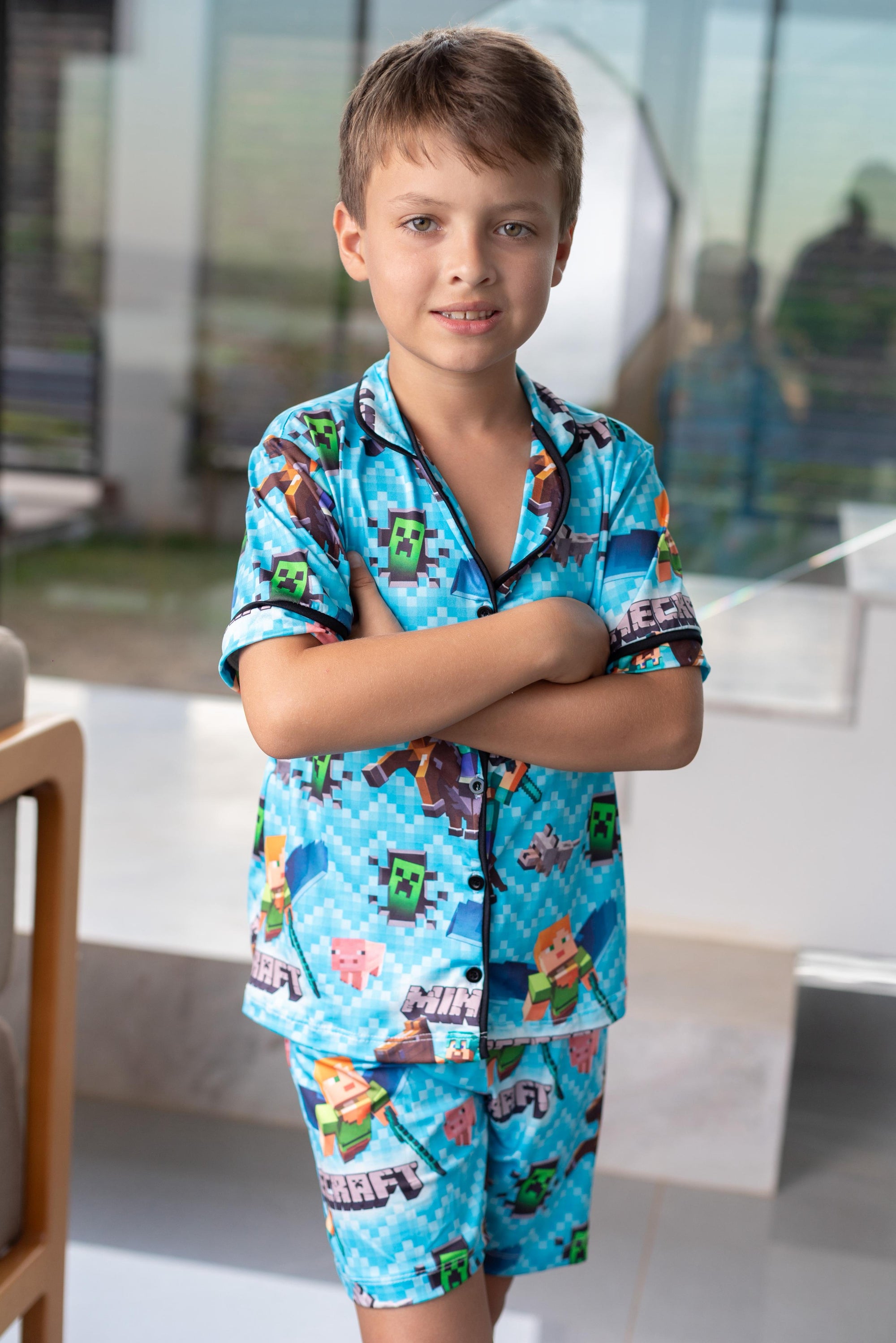 Americano Short Infantil Minecraft Pandite