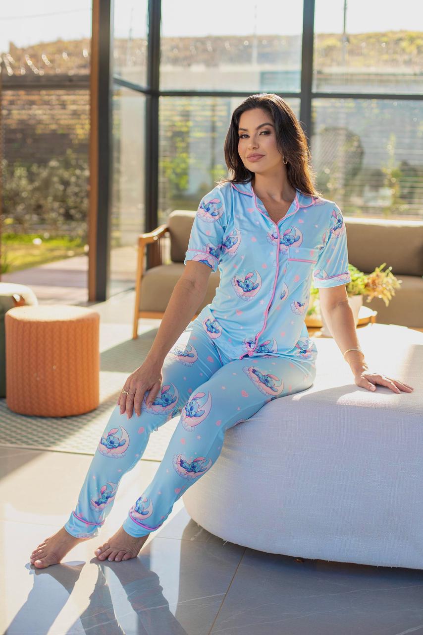 Americano Calça com Manga Curta Stitich Soninho Pandite