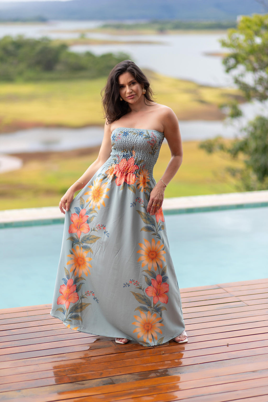 VESTIDO - Vereda floral ( verde petróleo)