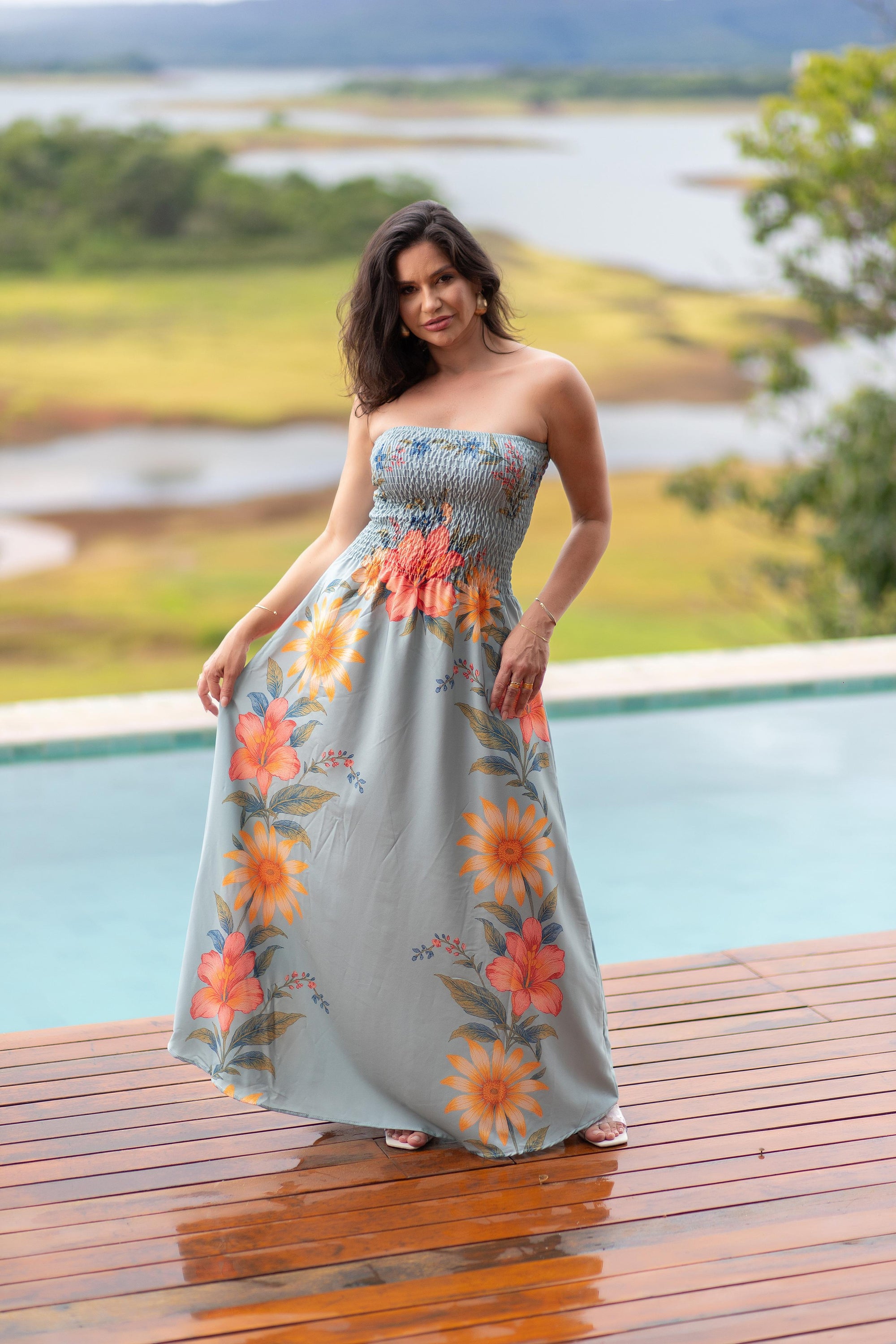 VESTIDO - Vereda floral ( verde petróleo)