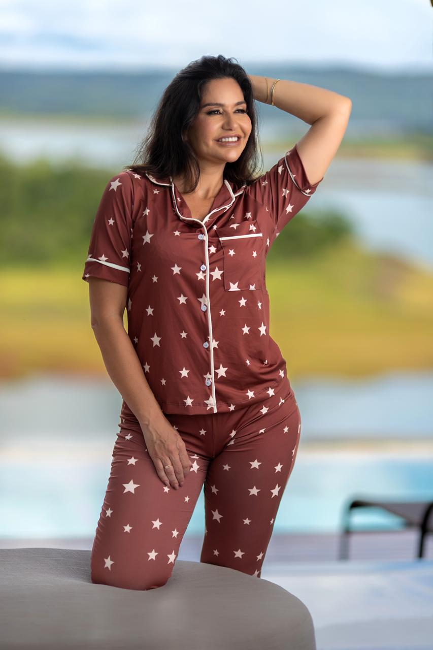 Americano calça com manga curta ESTRELINHA - Pandite pijamas