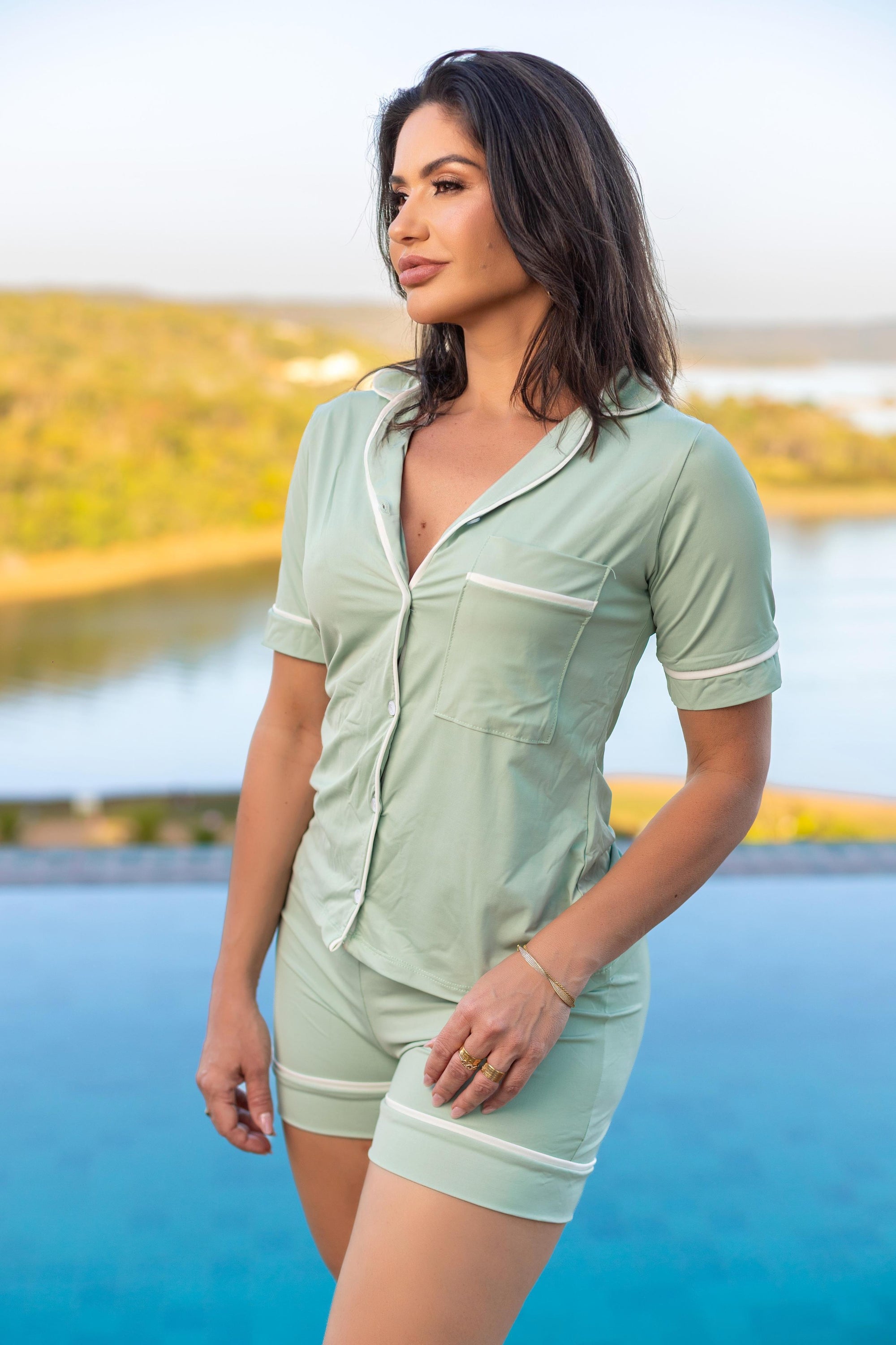 Pijama Americano VERDE CLARO liso - Pandite