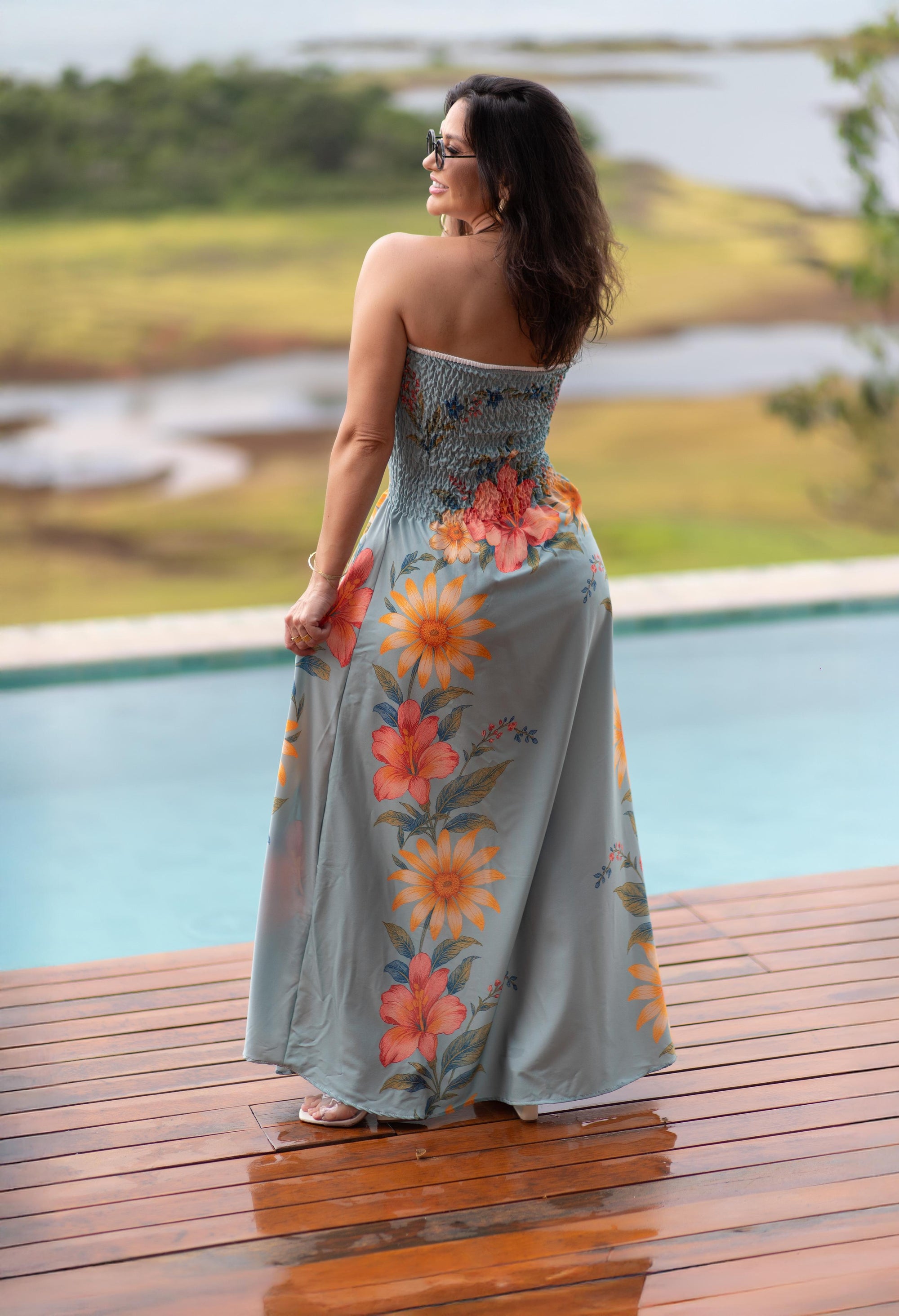 VESTIDO - Vereda floral ( verde petróleo)