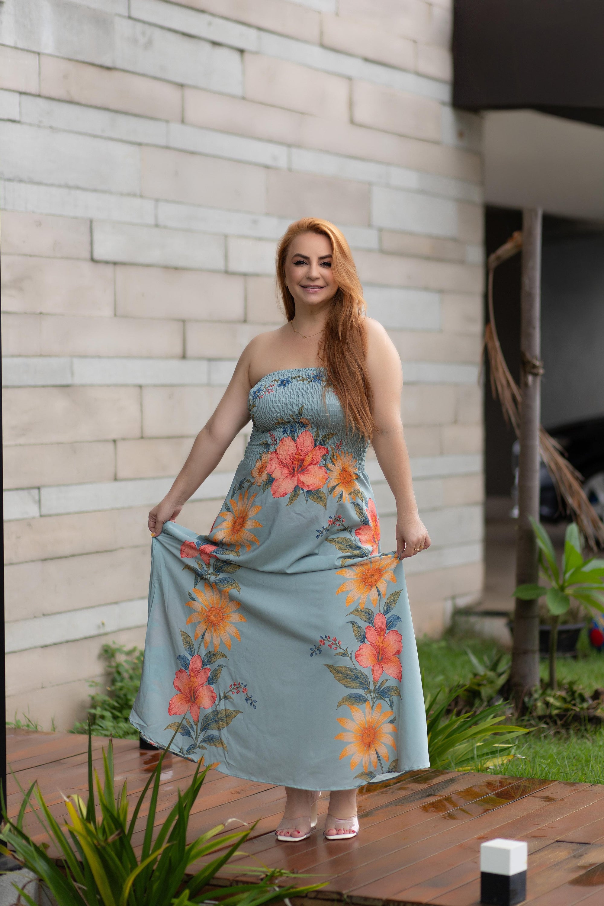 VESTIDO - Vereda floral ( verde petróleo)