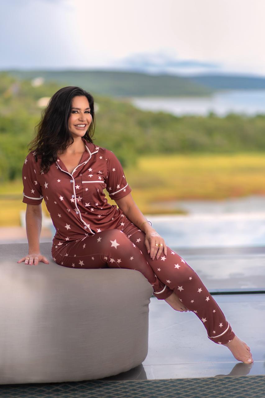 Americano calça com manga curta ESTRELINHA - Pandite pijamas