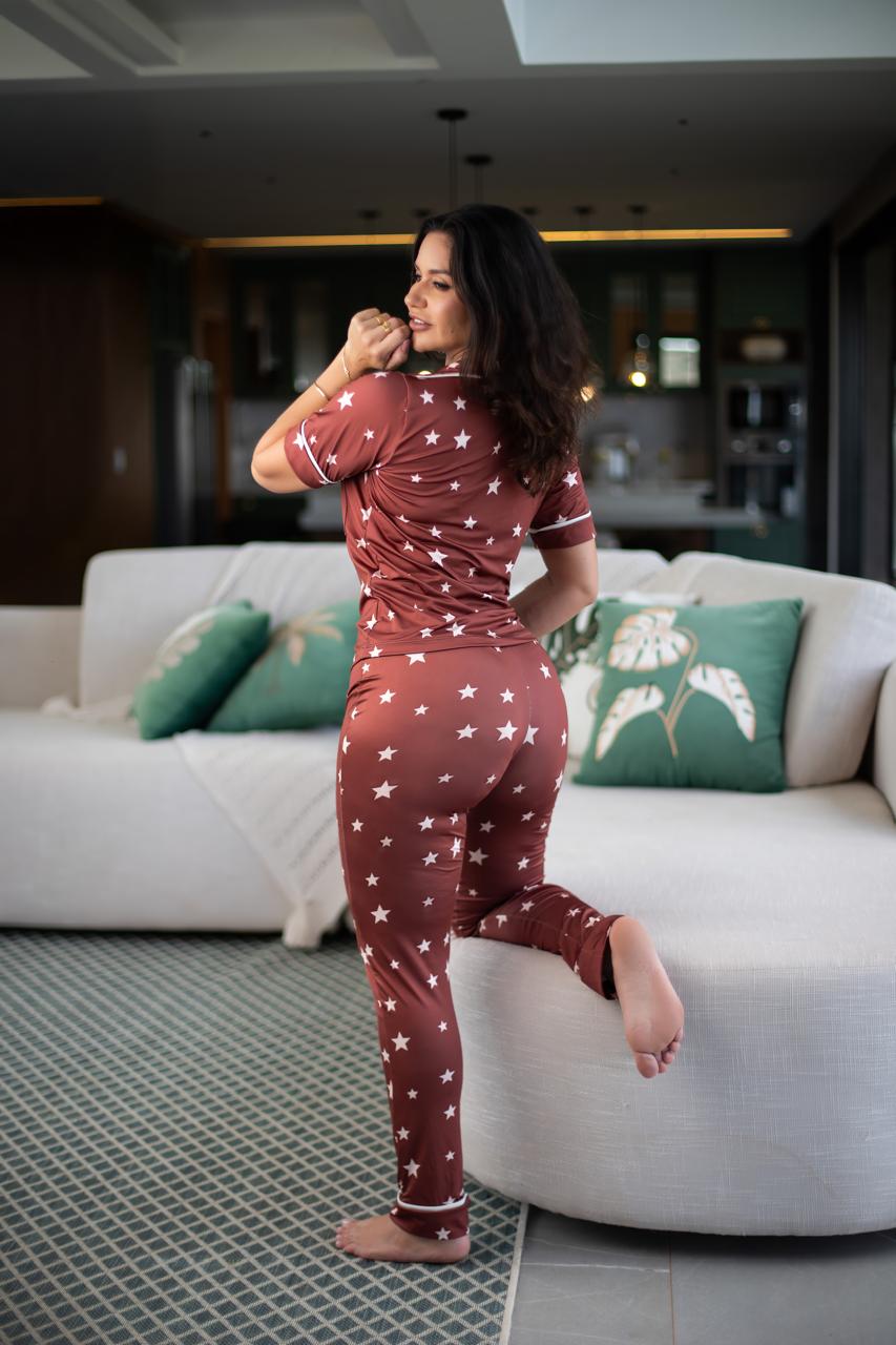 Americano calça com manga curta ESTRELINHA - Pandite pijamas