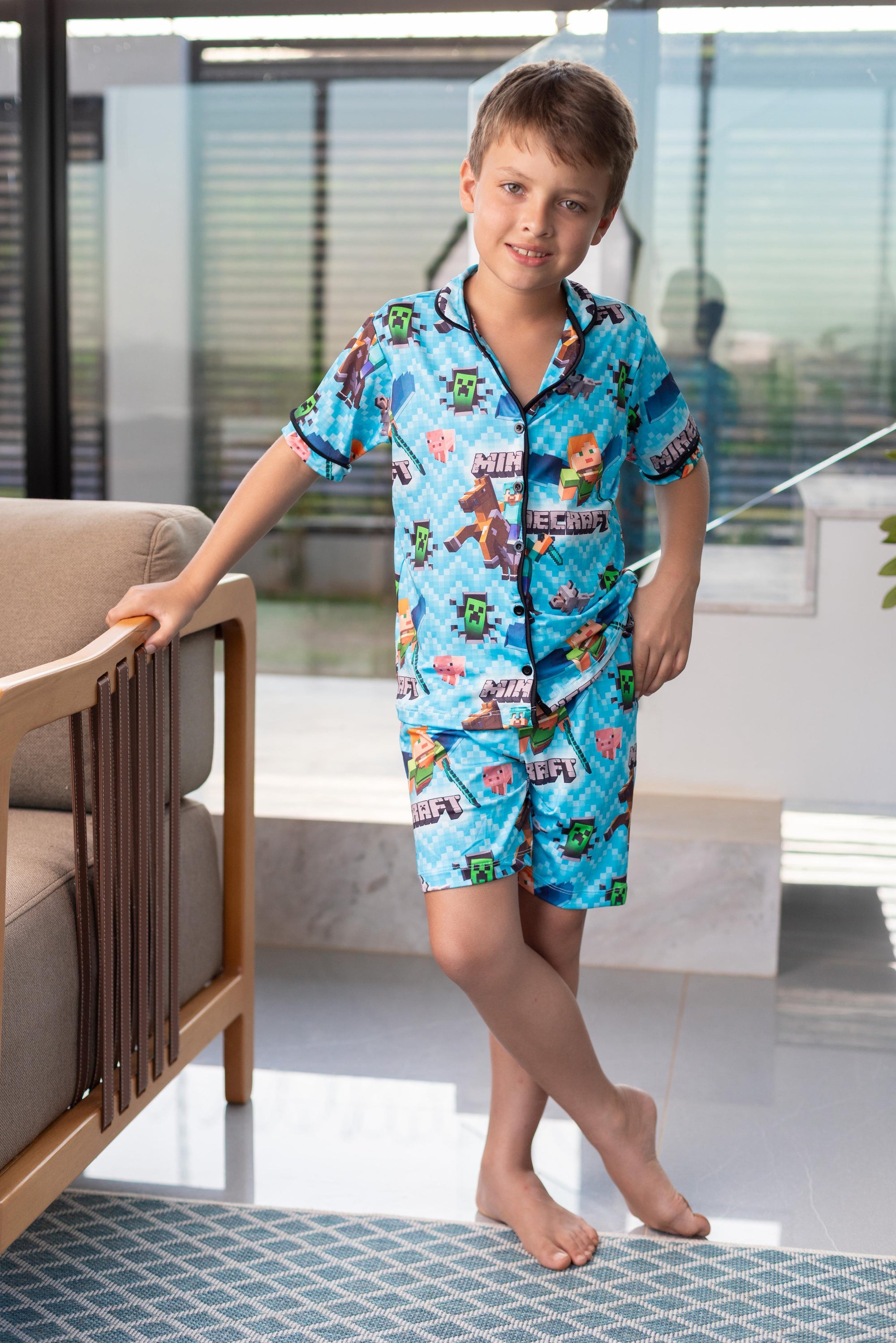 Americano Short Infantil Minecraft Pandite