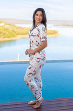 Americano calça com manga curta Hello Kitty branca Pandite