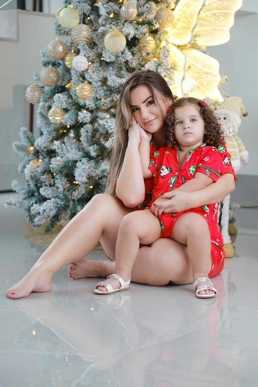 Conjunto Mãe e Filha Natal Mickey Vermelho Pandite