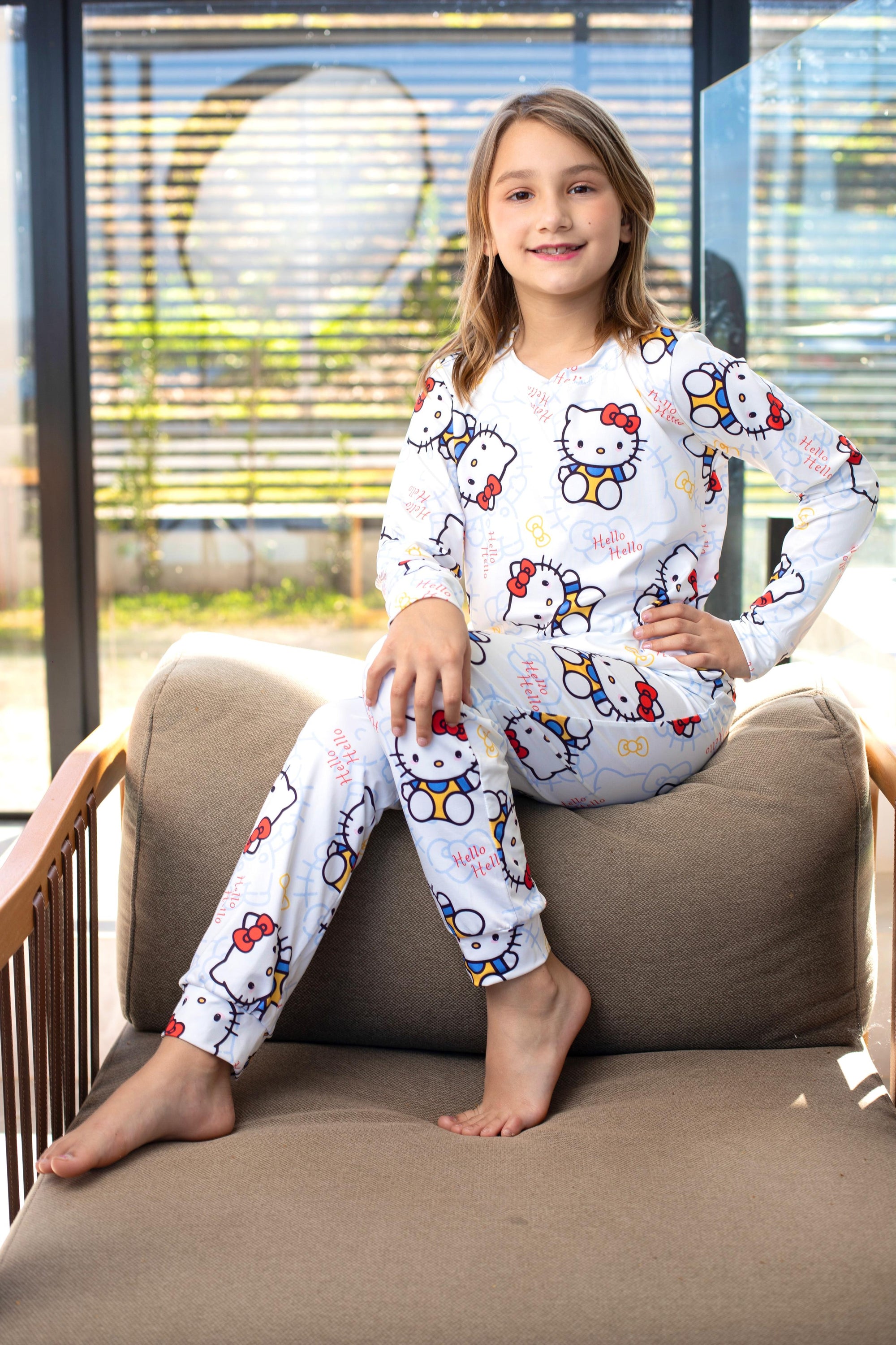 Calça Manga Longa Tradicional infantil Hello ketty branca Pandite