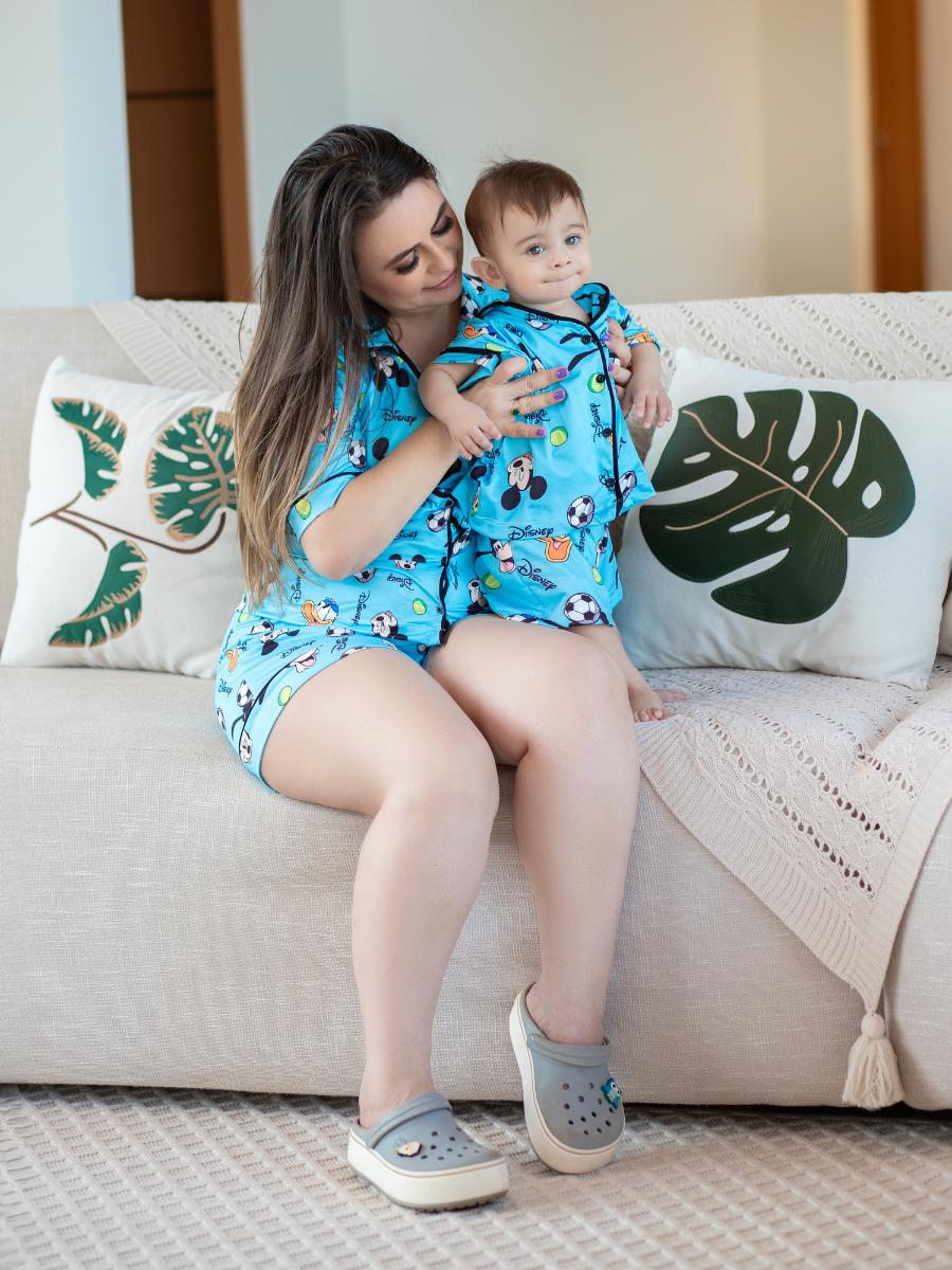 Conjunto Mãe e Filho Mickey Azul Pandite