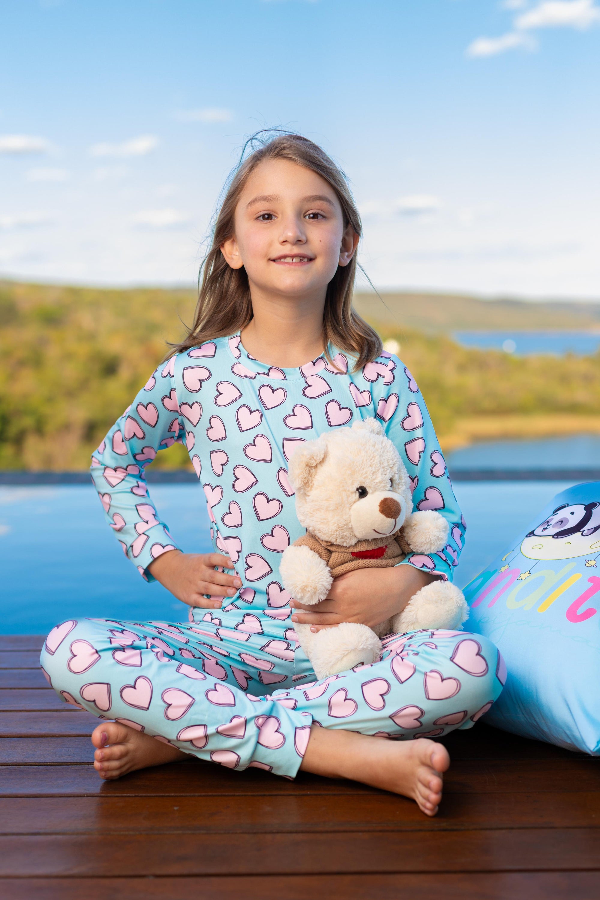 Calça Manga Longa Tradicional infantil Corações Rosas Pandite